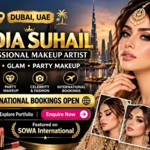 Sadia Suhail – Professional Makeup Artist in Dubai, UAE, for bridal, glam and party makeup enquiries. Explore her portfolio and international booking options. Sadia Suhail | Top Professional Makeup Artist in Dubai, UAE