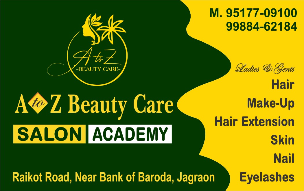 Best Salon in Jagraon- A to Z Beauty Care Salon and Academy-Save 20%