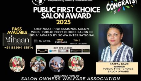 Shehnaaz Professional Salon Wins ‘Best Public First Choice Salon in India’ Award by Sowa International