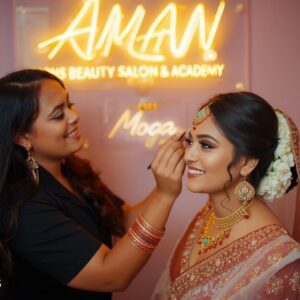 “Aman Beauty Salon and Academy Moga | Top Bridal Makeup & Beauty Services 2025”