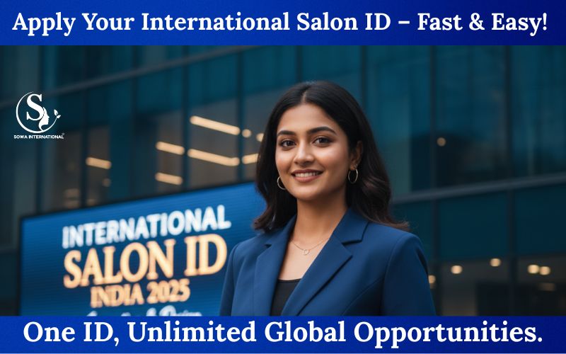 Young confident girl in front of beauty studio applying for global salon ID at Sowa International.