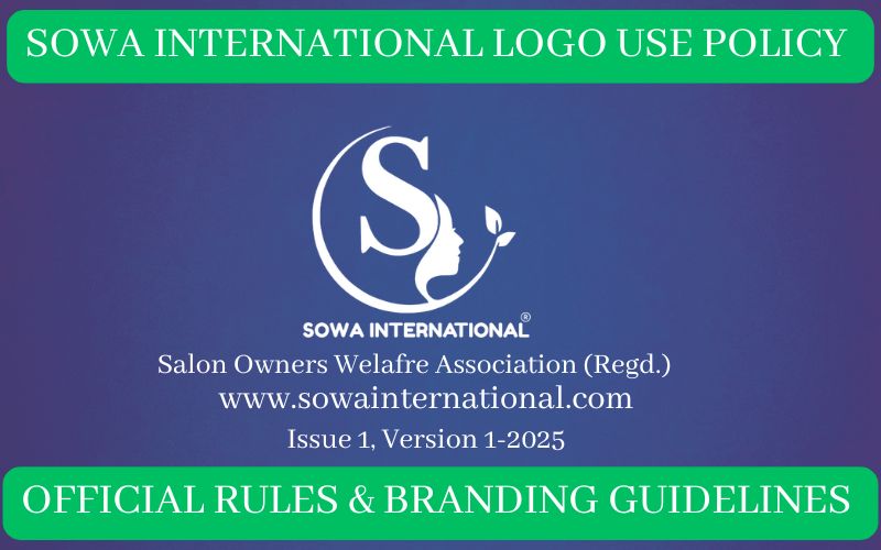 Sowa International Logo Use Policy thumbnail showing official branding and guidelines by Salon Owners Welfare Association Registered by Govt of India.