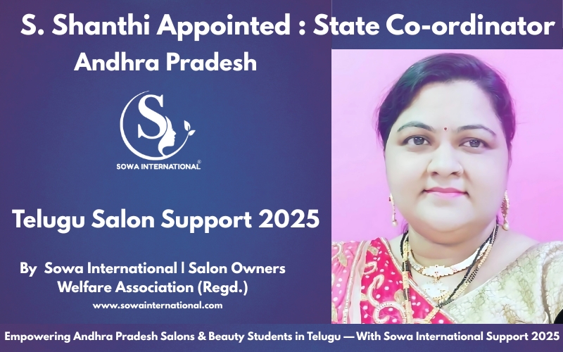 Portrait of S. Shanthi delivering Telugu support for Andhra Pradesh salons as Sowa International State Coordinator.
