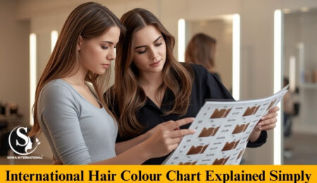 Professional salon hair colour chart with international colour levels explained