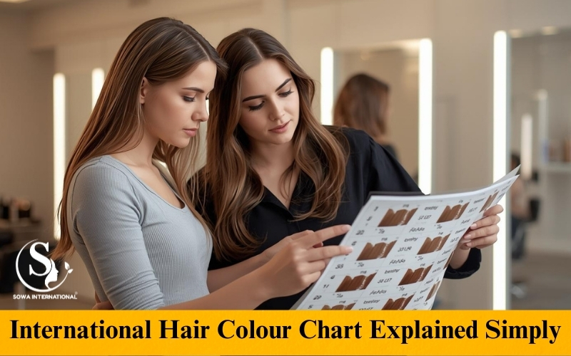 Professional salon hair colour chart with international colour levels explained