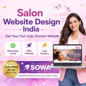 High trust salon website design India for beauty parlour and academy on sowainternational.com sub-domain