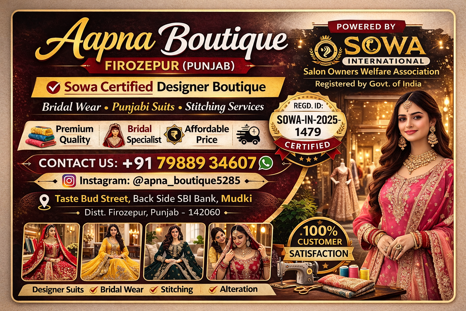 Top 7 Trusted Reasons to Choose Aapna Boutique Mudki – Best Bridal & Designer Boutique in Punjab