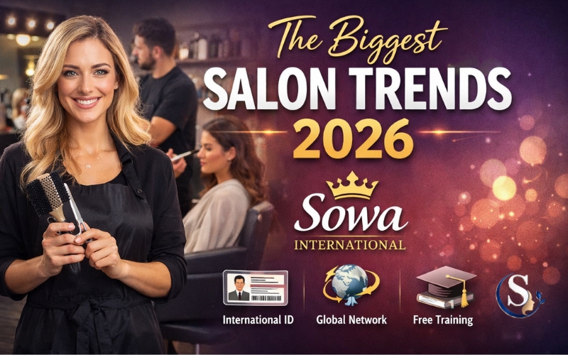 Professional beauty salon industry growth concept showing the biggest salon trends 2026 and benefits of Sowa International for salon owners, academies and freelance makeup artists.