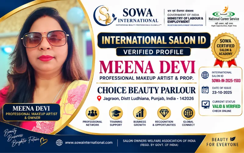 Meena Devi professional makeup artist Choice Beauty Parlour Jagraon Punjab SOWA International verified salon profile