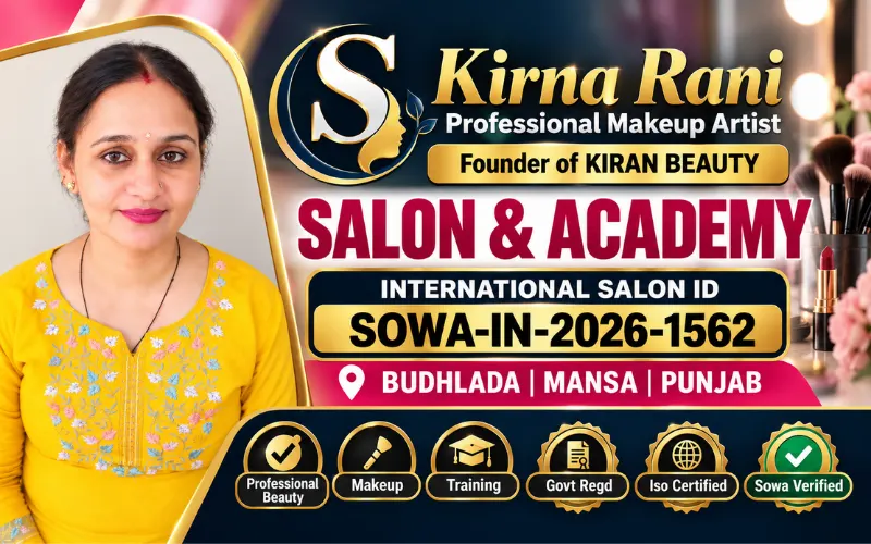 Kiran Rani professional makeup artist of Kiran Beauty Salon and Academy in Budhlada Mansa Punjab