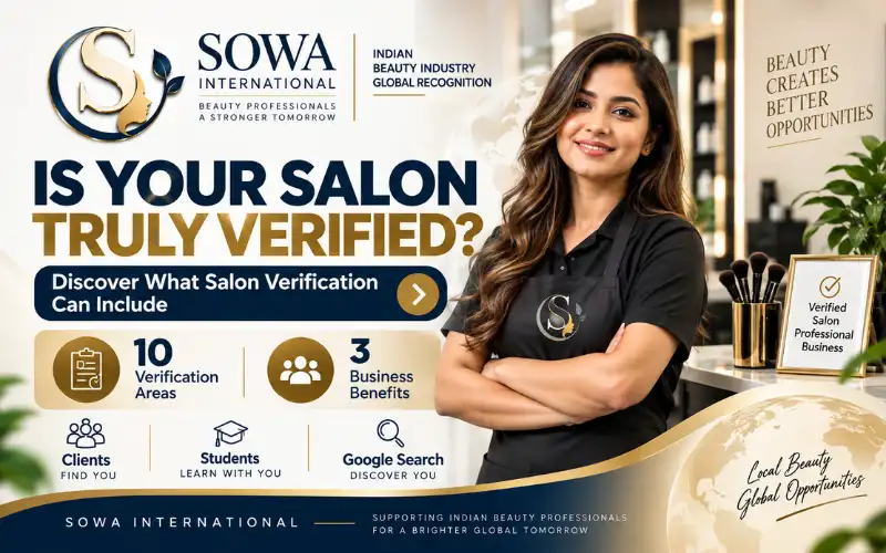 Salon Verification showing 10 verification areas and 3 business benefits for salon owners