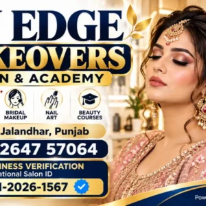 On Edge Makeovers Salon & Academy, Malsian, Jalandhar, Punjab, offers beauty and bridal makeup services and beauty training. International Salon ID: SOWA-IN-2026-1567. Contact: +91 82647 57064. On Edge Makeovers Malsian | Salon & Academy | Book Now