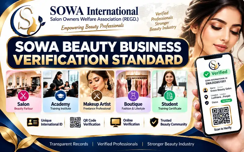 Explore the SOWA International Beauty Business Verification System, designed to provide online access to eligible salon, academy, makeup artist, boutique and student verification records through unique IDs and QR codes. SOWA International online beauty business verification system showing salon, academy, makeup artist, boutique and student records with QR code verification.